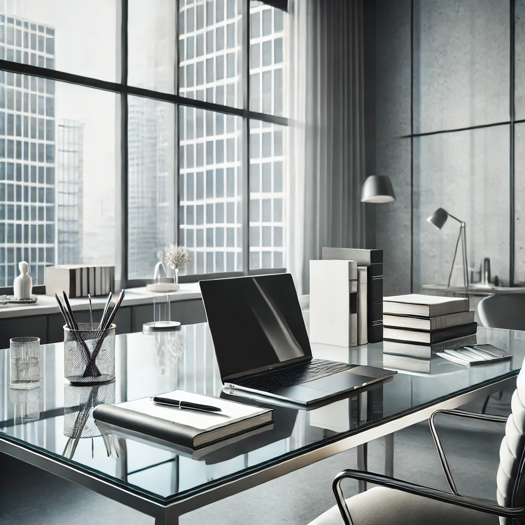 a computer on desk in a business office