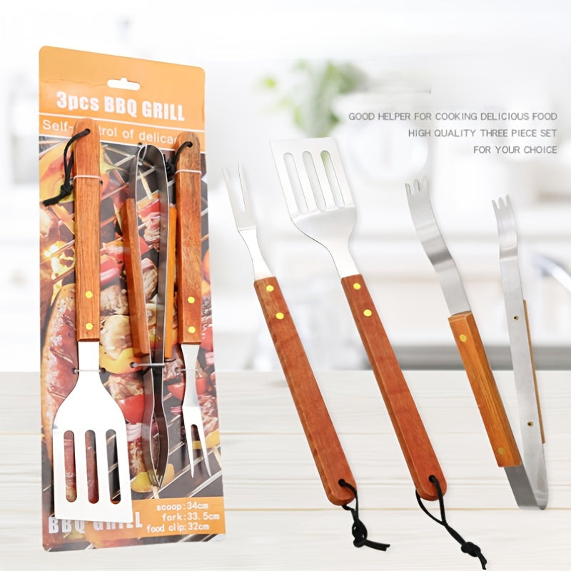 Wholesale gogosourcing BBQ Grill Tools 3 Piece Set Stainless Steel For Camping & Outdoor with DDP shipping and customization