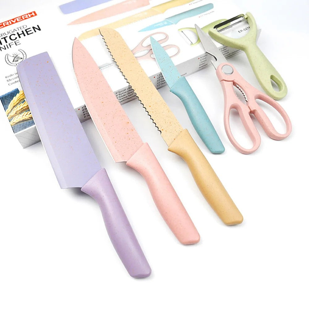 Wholesale gogosourcing Professional Colorful Kitchen Knife Set 6-Piece High Carbon Stainless Steel Non-Stick Blades with DDP shipping and customization