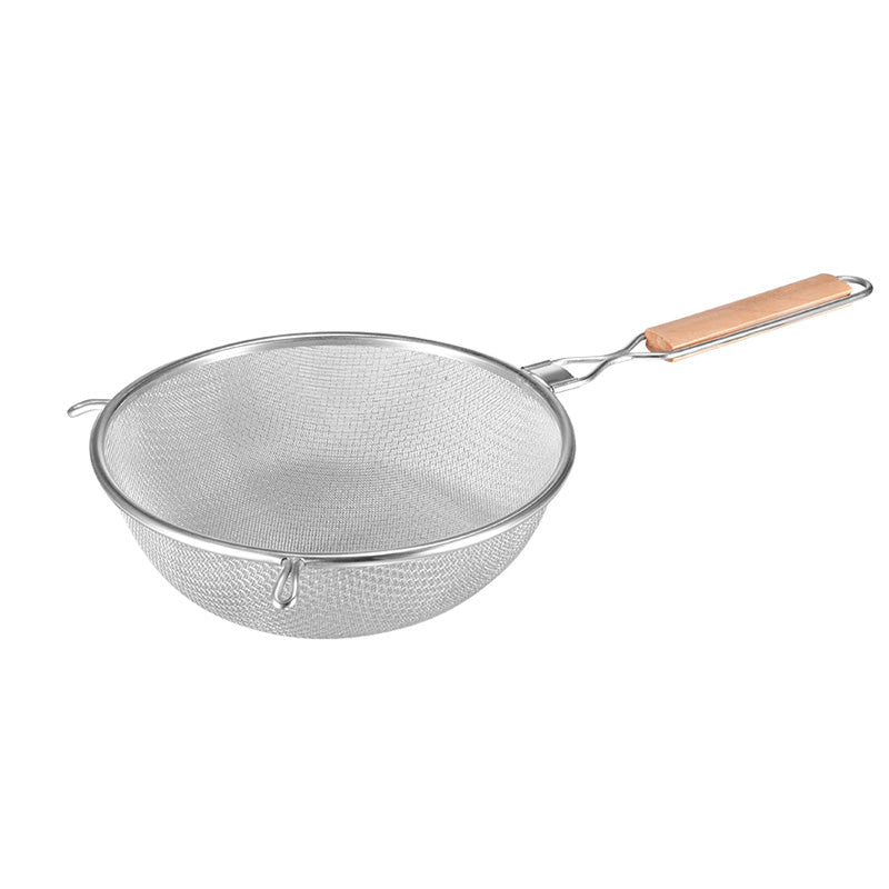 Wholesale gogosourcing 8" Stainless Steel Double Fine Mesh Strainer with Wooden Handle- Kitchen Utensil Food Strainer for Cooking Sieve Sifters Rice Quinoa Pasta Fruits Vegetable with DDP shipping and customization