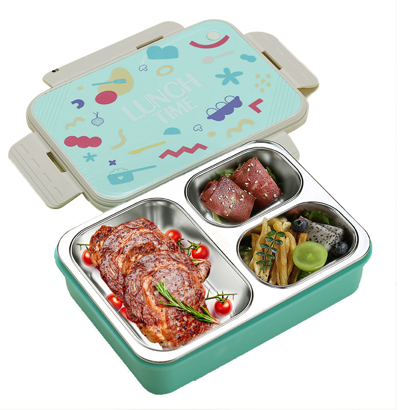 Wholesale gogosourcing Eco Friendly Stainless Steel Lunch Container 3-compartment Design Metal Bento Lunch Box with DDP shipping and customization