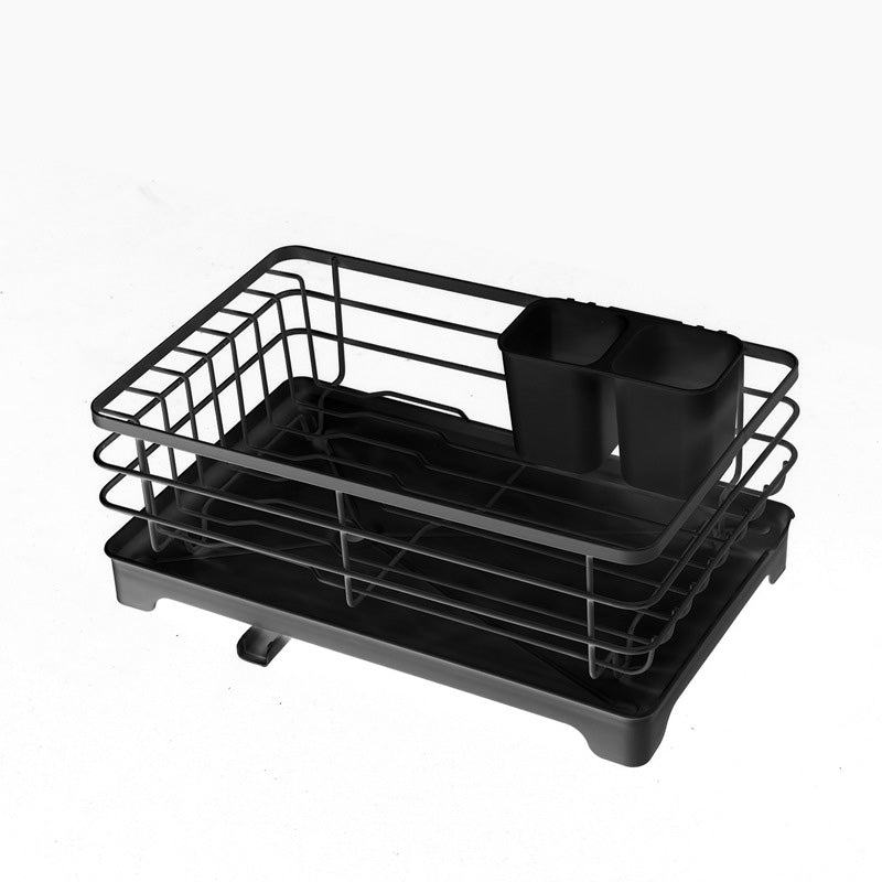Wholesale gogosourcing Carbon Steel Dish Drying Rack with Drainboard, Adjustable Spout Dish Strainers with Utensil Holder and Knife Slots with DDP shipping and customization
