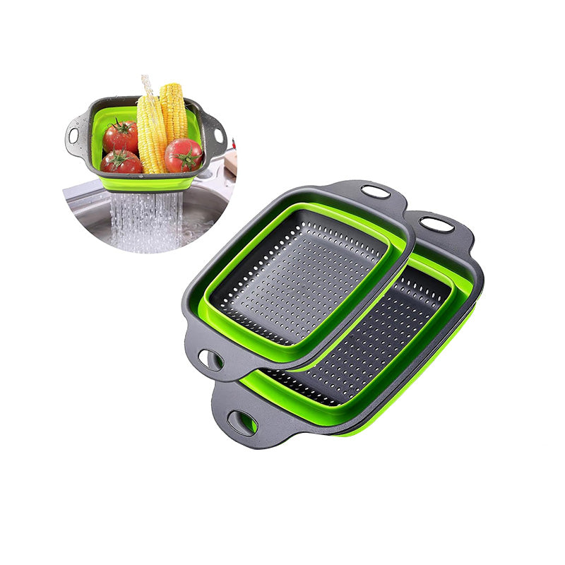 Wholesale gogosourcing Collapsible Strainer, Silicone Collapsible Colander, Vegetable and Fruit Colander, Kitchen Food Strainers ,12''x9.8'', 11.4''x8.5'' with DDP shipping and customization