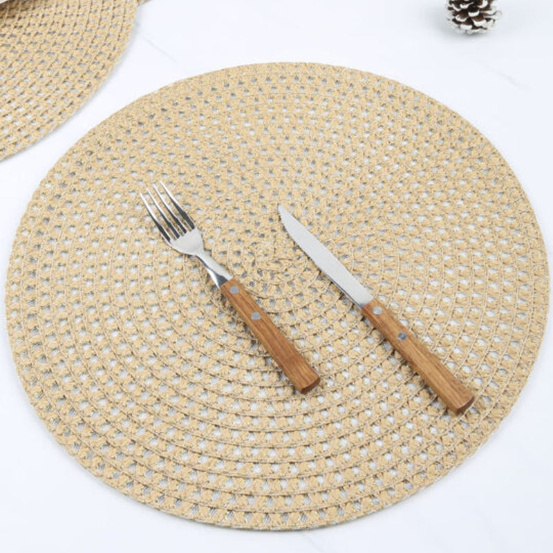 Wholesale gogosourcing 15‘’ Round Paper Braided Placemats Table Mats Non-Slip Place mats with DDP shipping and customization