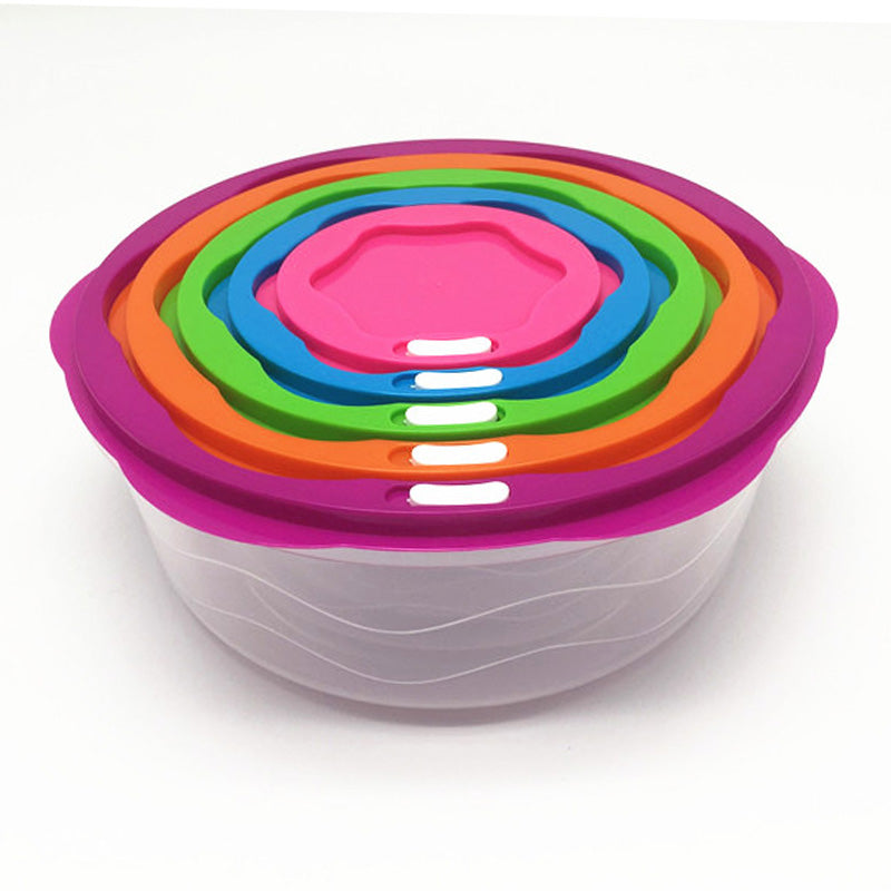 Wholesale gogosourcing Plastic Multicolor Salad Bowl Set,Microwave and Dishwasher Safe,Ideal for Baking, Prepping, Cooking and Serving Food (Set of 5) (Multicolor-Round) with DDP shipping and customization