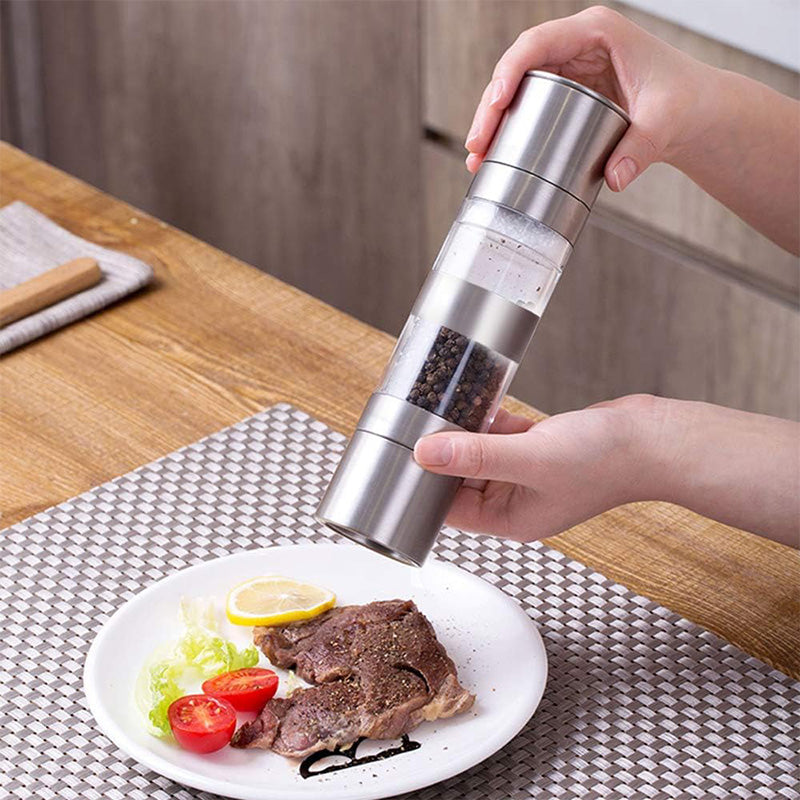 Wholesale gogosourcing 2 in 1 Salt and Pepper Grinder Stainless Steel Mill Set Refillable Adjustable Ceramic Rotor with DDP shipping and customization