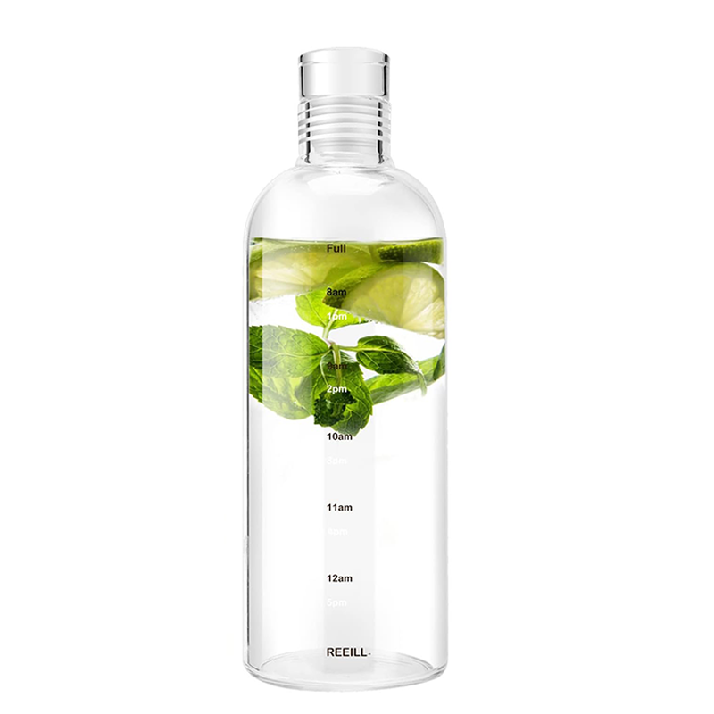 Wholesale gogosourcing wholesale Reusable Clear Glass Water Bottles With Time Marker Non-slip Sleeve And Lid, Suitable For Drinks, Juices, Sodas with DDP shipping and customization