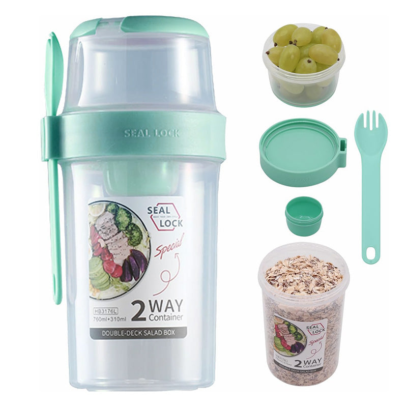 Wholesale gogosourcing Breakfast On The Go Cups, Salad Cup To Go, Take And Go Yogurt Cereal Overnight Oats Snack Parfait Containers ,Salad Dressing Holder With Fork For Lunch, Fruit ,Vegetable Jar with DDP shipping and customization