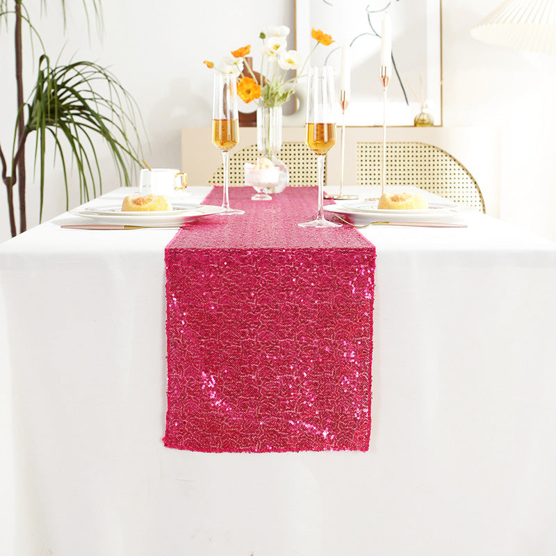 Wholesale gogosourcing Sequin Table Runner Hot Pink for Tables Sparkle Table Covers for Banquet,Wedding,Engagement,Party with DDP shipping and customization
