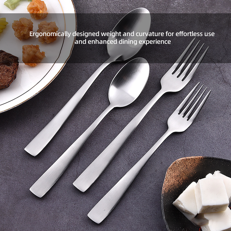 Wholesale gogosourcing Stainless Steel Matte Silver Silverware Set, Square Flatware Cutlery Set for 4, Kitchen Restaurant Party Eating Utensils Tableware, Dishwasher Safe with DDP shipping and customization