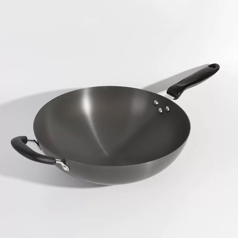 Wholesale gogosourcing 12.5'' Round Bottom Hard Anodized Aluminium Wok Pan with DDP shipping and customization