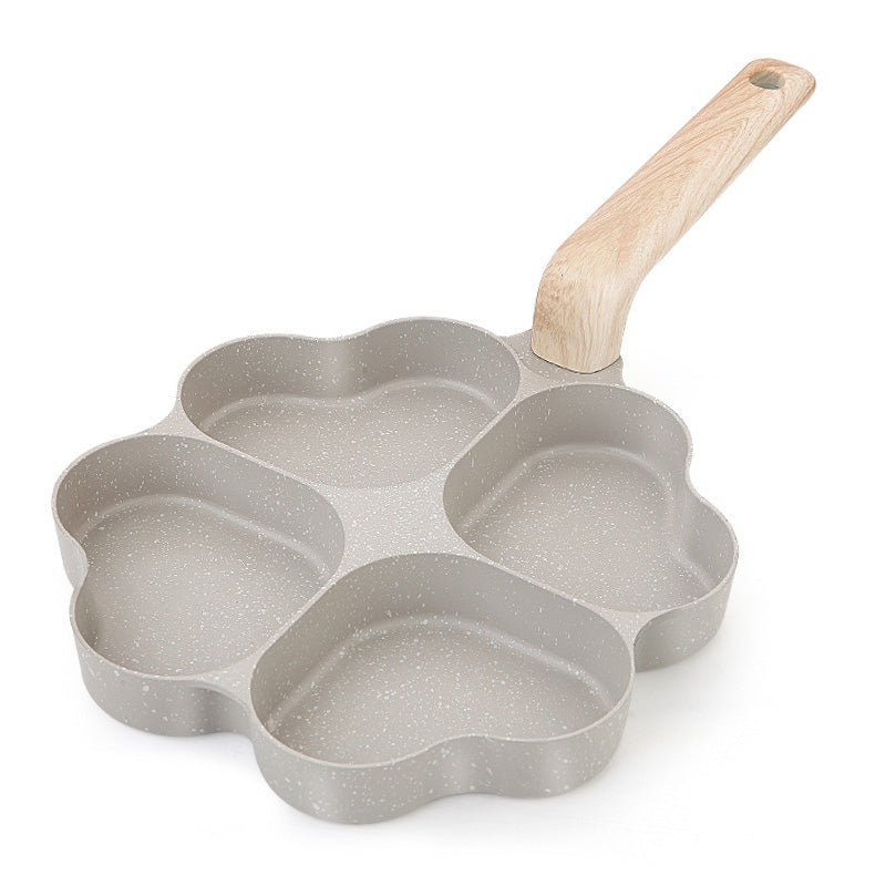 Wholesale gogosourcing Heart Egg Pan Nonstick Heart Shape Pancake Frying Pan 4 Cup Egg Shaped Skillet, Ivory with DDP shipping and customization