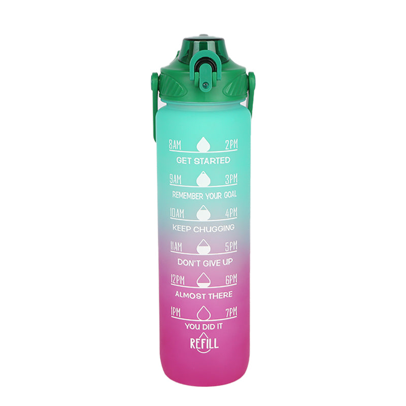 Wholesale gogosourcing 32 oz Gradient Water Bottle with Motivational Time Markers and Straw, Portable, Leakproof, BPA Free for Fitness, Gym and Outdoor Sports with DDP shipping and customization