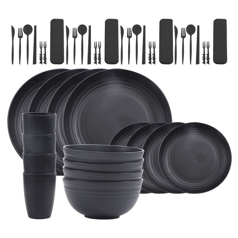 Wholesale gogosourcing Wheat Straw Dinnerware Sets,Unbreakable Dinner Plates for 6,with flatware with DDP shipping and customization