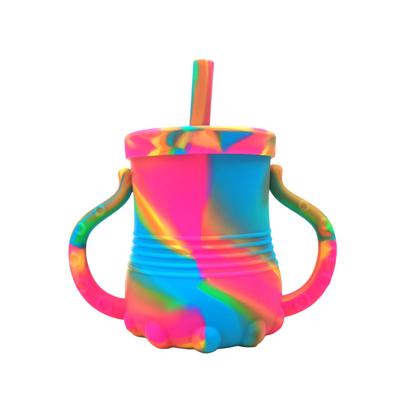 Wholesale gogosourcing Wholesale Silicone Straw Sippy Cup with Stopper 14 OZ Spill-proof Sippy Cups for Baby 6+ Months with Double Handles with DDP shipping and customization