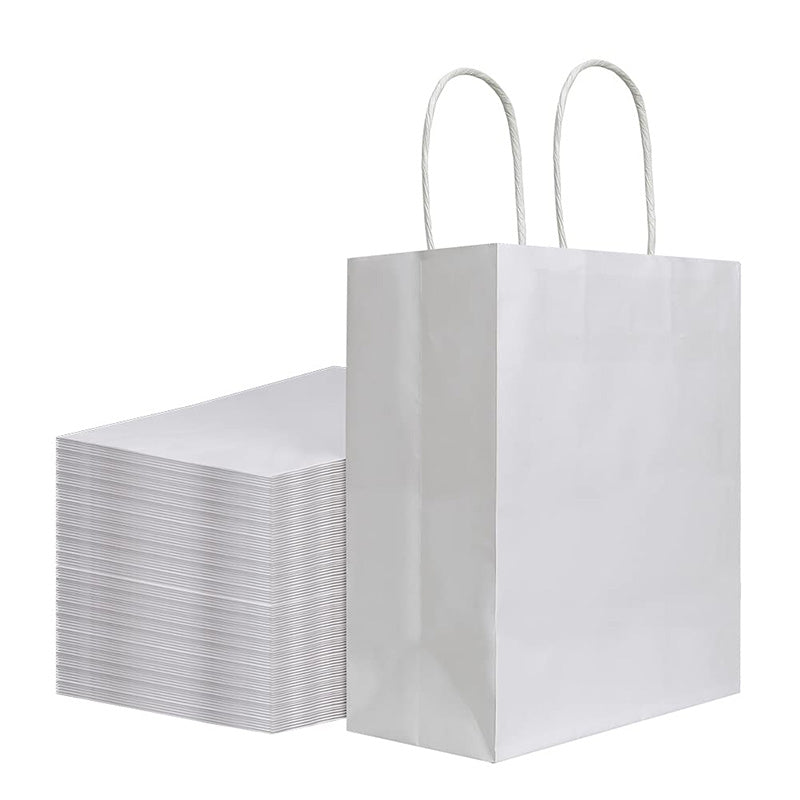 Wholesale gogosourcing Pack White Kraft Paper Bags with Handles Bulk, Gift Bags, Craft Grocery Shopping Retail Birthday Party Favors Wedding Sacks Restaurant Takeout, Business with DDP shipping and customization