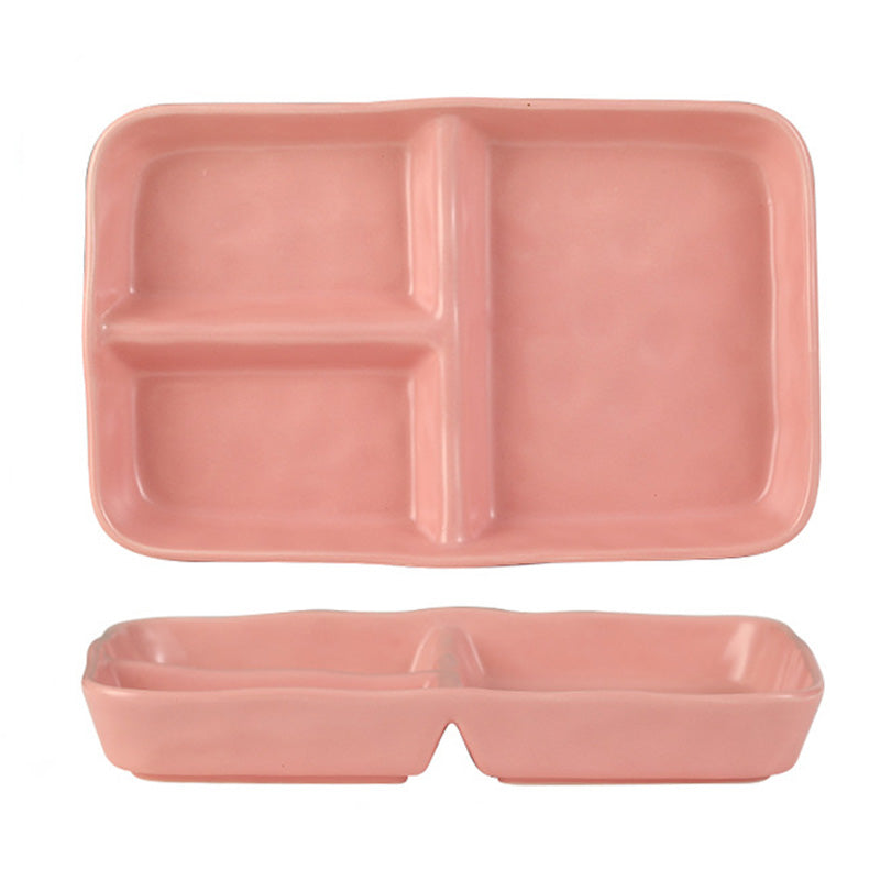Wholesale gogosourcing Ceramic Divided Plates, Portion Control with 3 Compartments,Beige, Yellow, Red with DDP shipping and customization