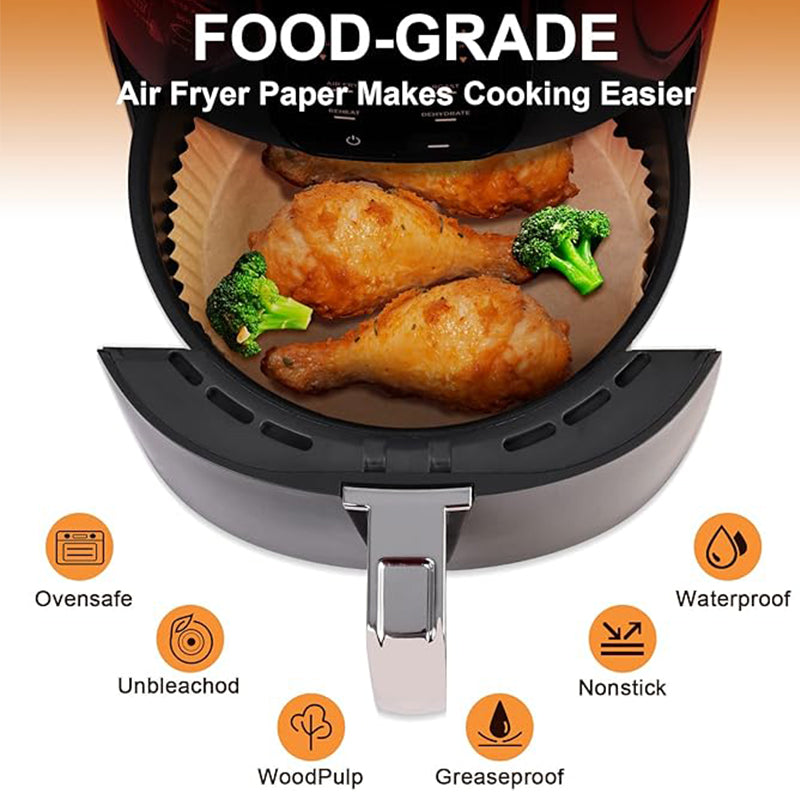 Wholesale gogosourcing 50PCS Air Fryer Liner Round, 7.8/9 inch Disposable Liners for  Air Fryer, Unbleached Non-stick Non-leak Airfryer Parchment Paper liner with DDP shipping and customization