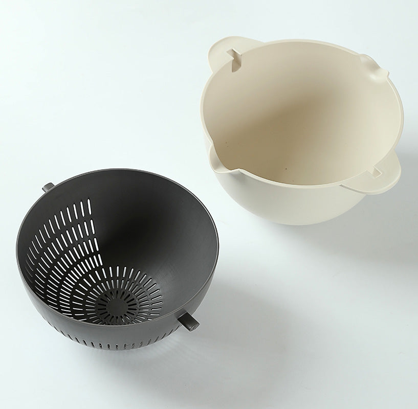 Wholesale gogosourcing Double-layer Rotatable Colander, Heat-Resisted Pasta Strainer, Food Level BPA Free Colander, Kitchen Draining Bowl Vegetable Washing Basket with DDP shipping and customization