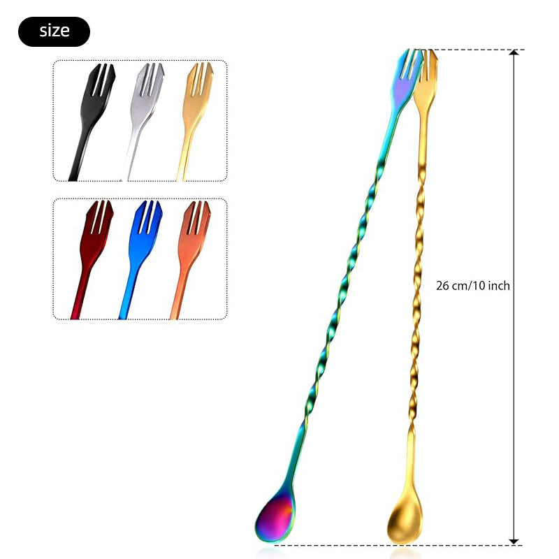 Wholesale gogosourcing Bar Spoon Cocktail Mixing Spoon - Cocktail Spoon Long Handle 10.2 Inches, Stainless Steel Drink Stirrers Cocktail Stirrer with Trident Tip, Long Stirring Spoons Bar Mixing Spoons with DDP shipping and customization