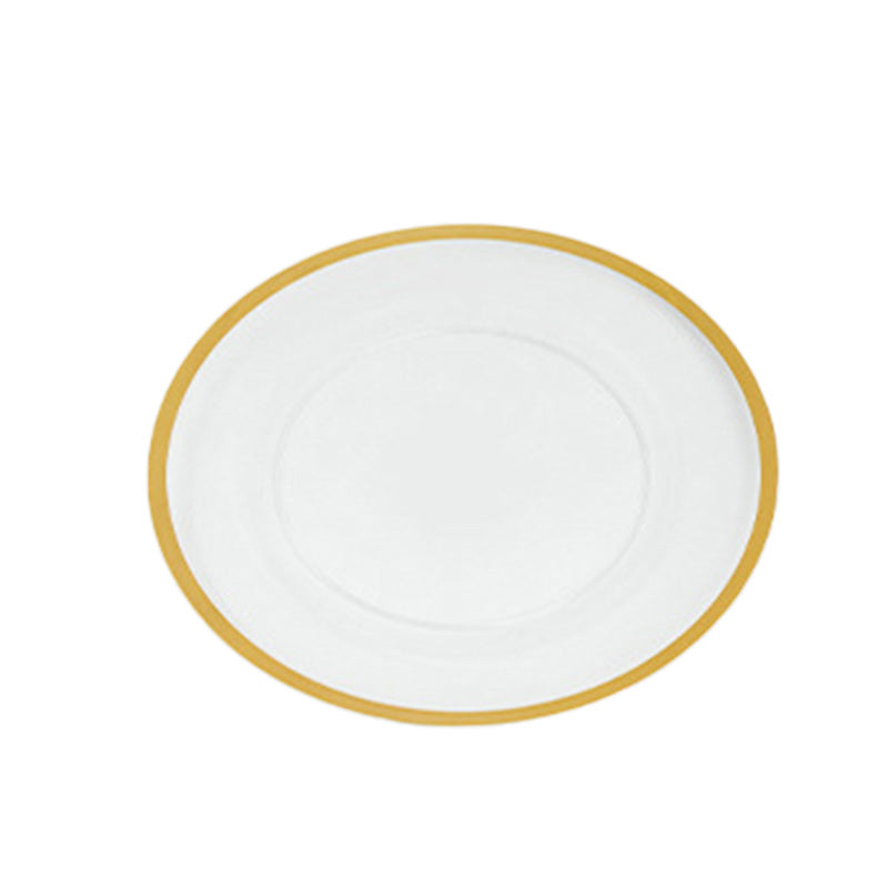 Wholesale gogosourcing 50PCS, 13'' Charger Plates, Clear Gold Rim, Heavy-Duty Disposable with DDP shipping and customization