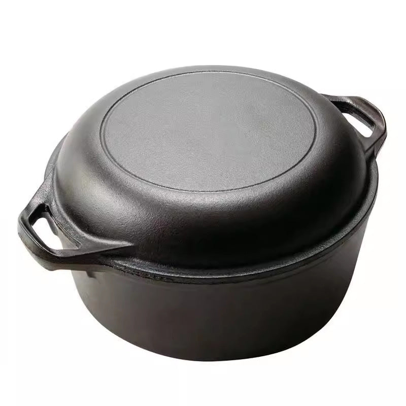 Wholesale gogosourcing 5QT Pre-Seasoned Cast Iron Dutch Oven Pot with Skillet Lid Cooking Pan with DDP shipping and customization