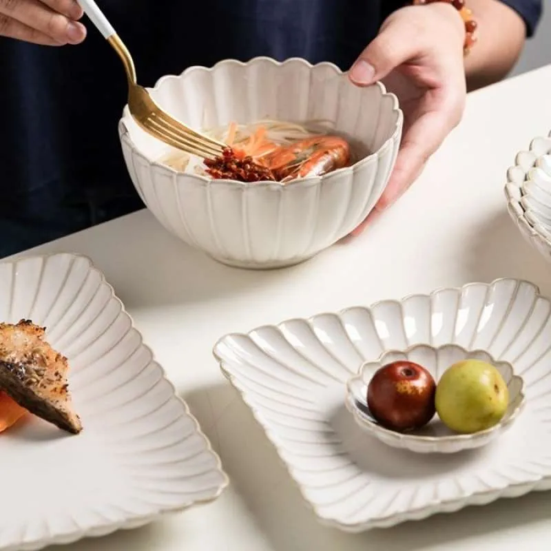 Wholesale gogosourcing 7‘’ Transmutation Glaze Porcelain Square Dinner Plates Serving Plate, Chrysanthemum Series with DDP shipping and customization