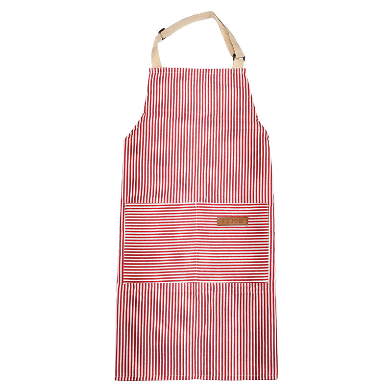 Wholesale gogosourcing Kitchen Cooking Apron,Adjustable Bib Chef Apron with 2 Pockets for Men Women, Red/Green Stripe with DDP shipping and customization