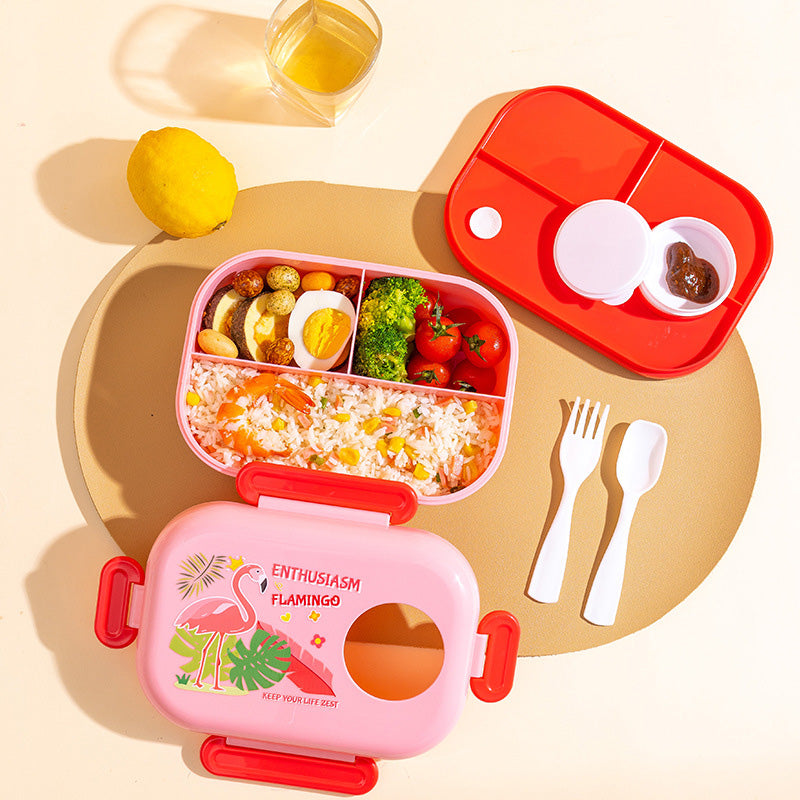 Wholesale gogosourcing 2 Layers Stackable Bento Lunch Box for Adults, All-in-One Bento Box Leak-Proof Lunch boxes with Utensil Sauce Containers, Ideal for Dining Out,Work with DDP shipping and customization