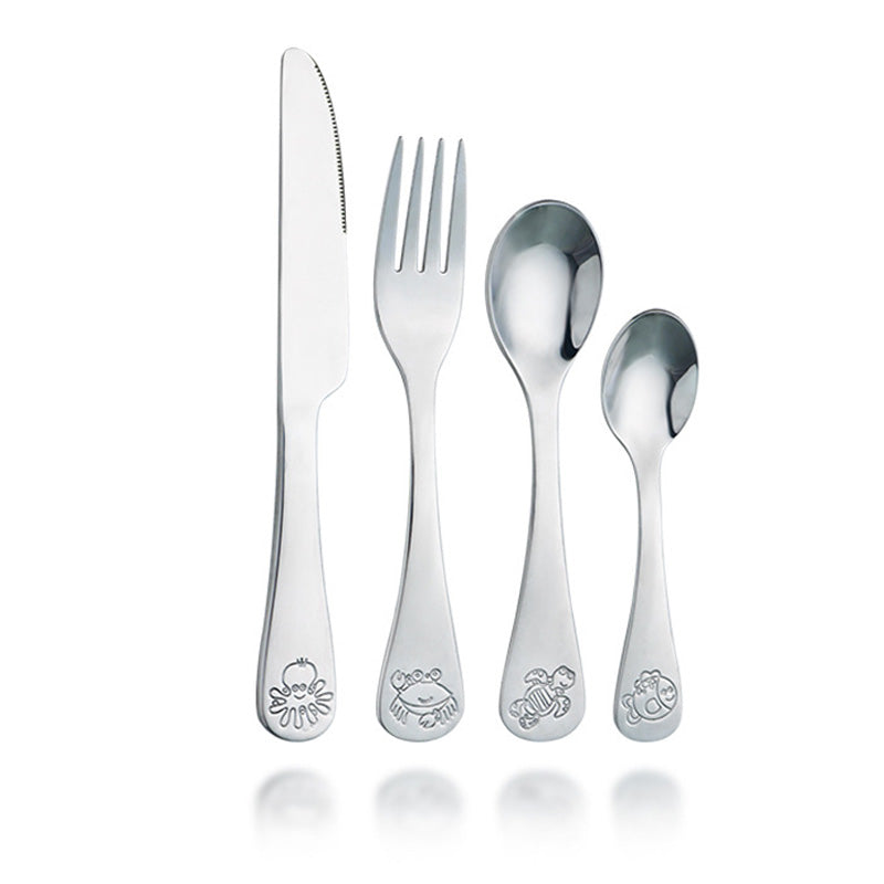 Wholesale gogosourcing Children's Cutlery Set Marine Animals, 304Stainless Steel, Silver with DDP shipping and customization