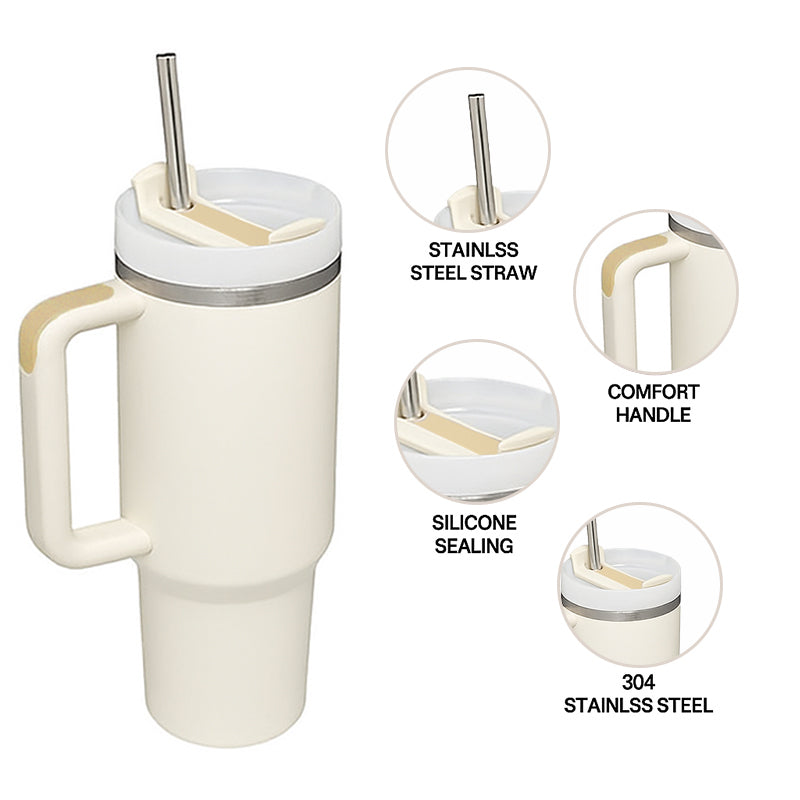 H2.0 FlowState Stainless Steel Vacuum Insulated Tumbler with Lid and Straw for Water Iced Tea or Coffee