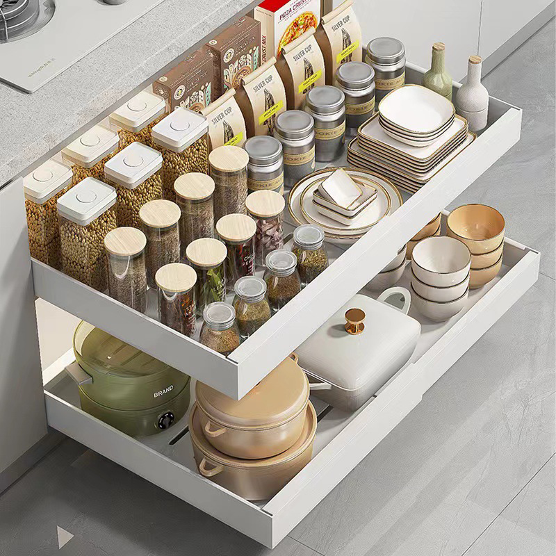 Wholesale gogosourcing Expandable Pull Out Cabinet Organizer Adhesive, Slide Out Drawer for Kitchen Cabinets with DDP shipping and customization