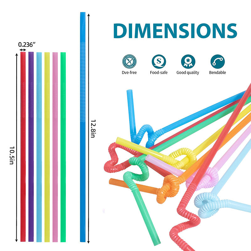 Wholesale gogosourcing 100 PCS Flexible Disposable Plastic Drinking Straws, Colorful Extra Long Bendy Party Fancy Straws with DDP shipping and customization