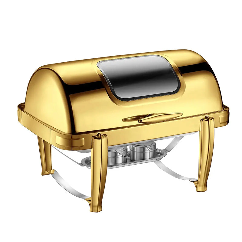 Wholesale gogosourcing Kitchen Equipment Bain Marie Liquid Chafing Dish Fuel Buffet Roll Top Food Warmer with DDP shipping and customization