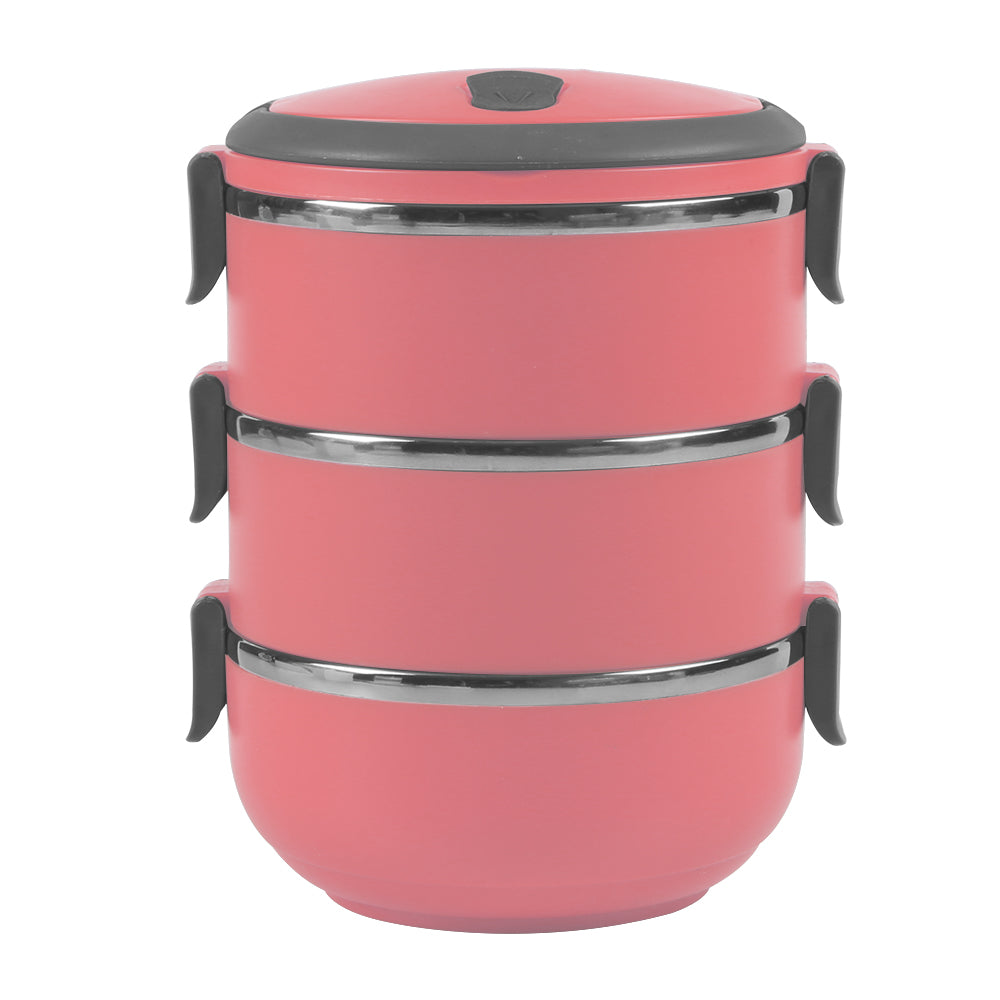 Wholesale gogosourcing 3-Layer Food Insulated Container Stainless Steel Round Lunch Box with DDP shipping and customization