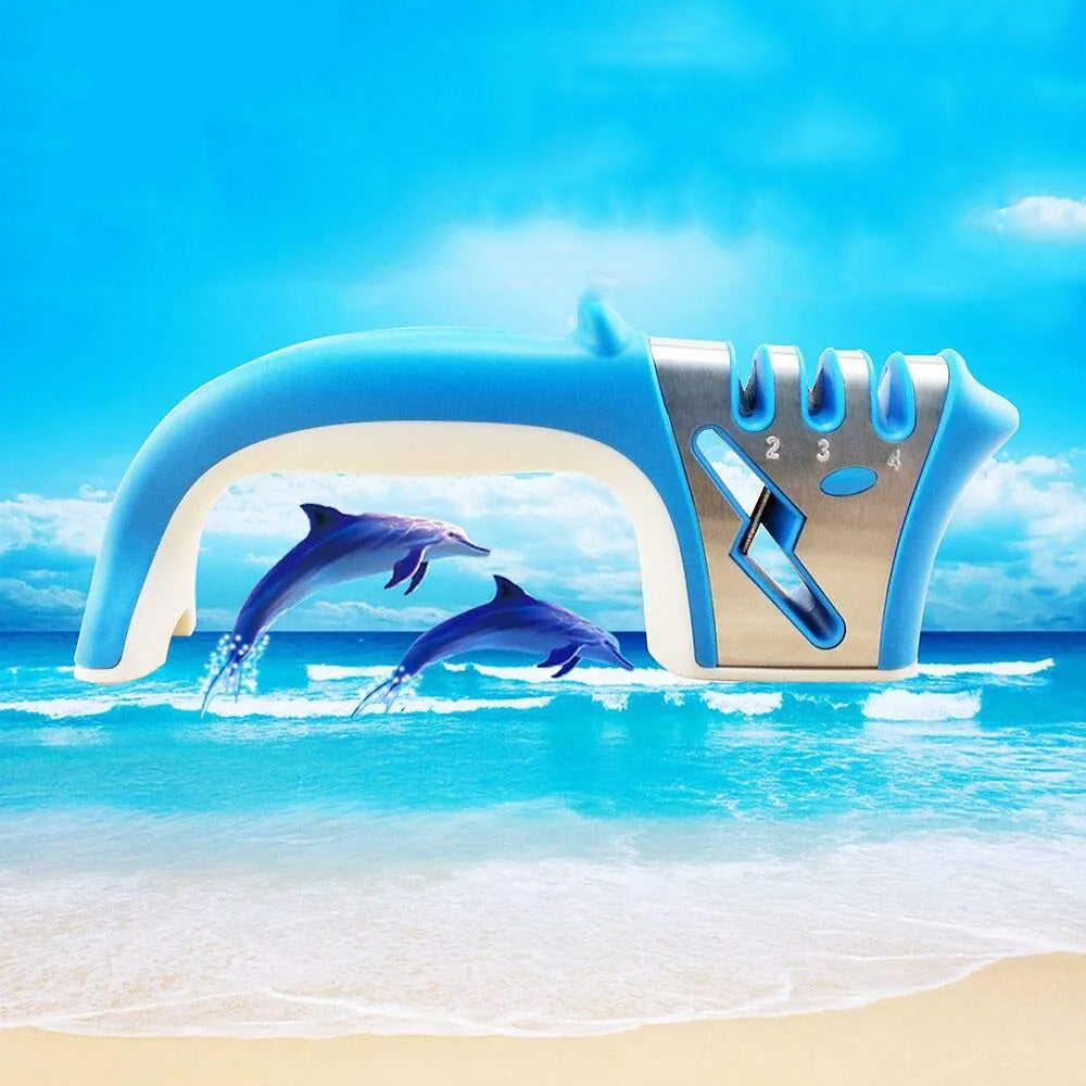 Wholesale gogosourcing Manual Knife Sharpener Dolphin Body Shape Design Home Kitchen Tools 4 in 1 Knife Sharpener with DDP shipping and customization