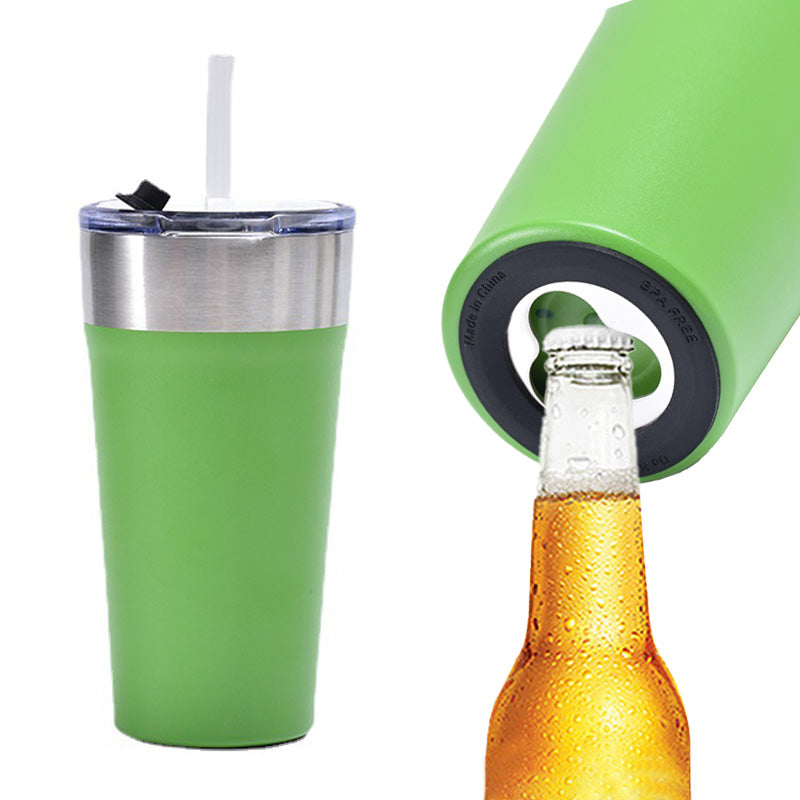 Wholesale gogosourcing Vacuum Insulated Stainless Steel Tumbler, 20oz Water Bottle Coffee Mug with Slidable Spout Cover，Straw and Integrated Bottle Opener with DDP shipping and customization