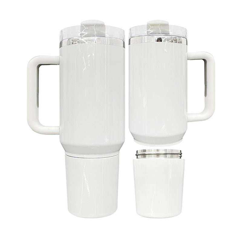 Wholesale gogosourcing 2024 New products stainless vacuum insulated white metal Gym Storage water bottle tumbler with handle for sublimation with DDP shipping and customization
