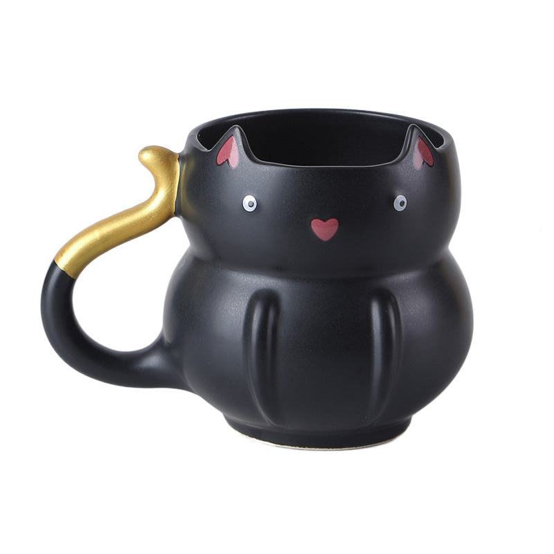 Wholesale gogosourcing Cute Ceramic Cat Coffee Mug 14 oz Cat Lovers Kitty Tea Mugs Gifts for Women Girls Black with DDP shipping and customization