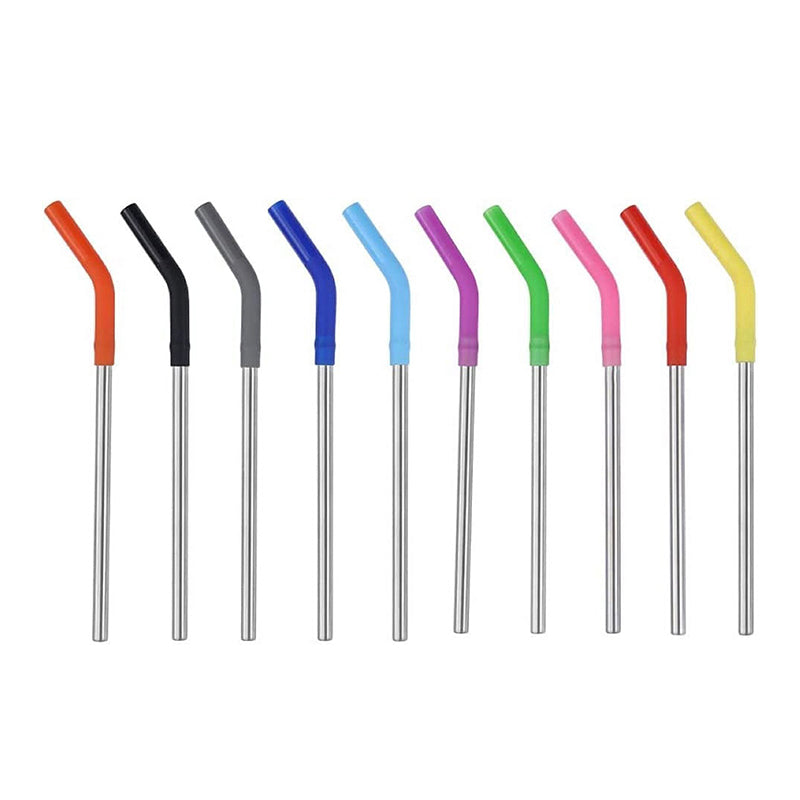 Wholesale gogosourcing Reusable Stainless Steel Metal Straws With Silicone Flex Tips Elbows Cover - Dishwasher Safe - Ecofriendly with DDP shipping and customization