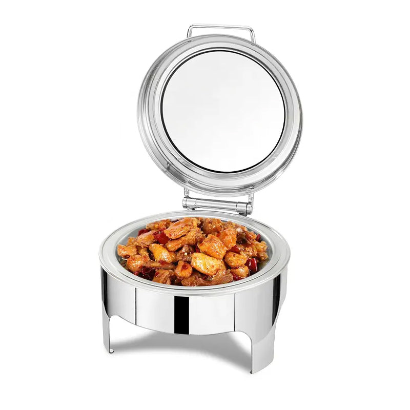 Wholesale gogosourcing High Quality 6L Food Warmer Buffet Server Set Round Chafers Stainless Steel Chafing Dish With Visual Lid with DDP shipping and customization