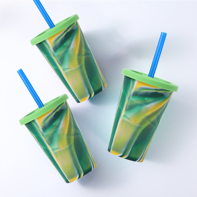 Wholesale gogosourcing Silicone 16oz Straw Tumblers  Unbreakable Cup, Sustainable, Hot/Cold, Airtight Lid with DDP shipping and customization