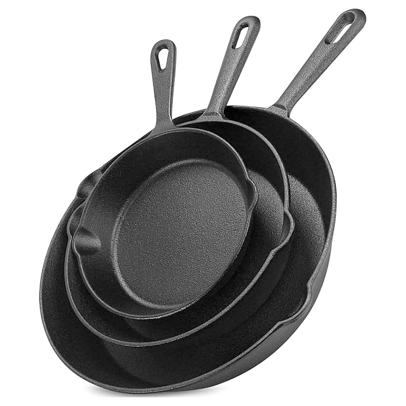 Wholesale gogosourcing 3-Piece Pre-Seasoned Cast Iron Skillet Set, 6 Inch, 8 Inch and 10 Inch  Frying Pan with DDP shipping and customization