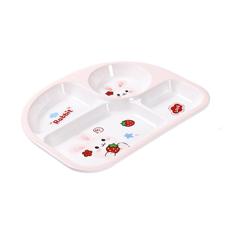 Wholesale gogosourcing Cute cartoon melamine tableware with little bunny, children's compartment plate - four compartments with DDP shipping and customization