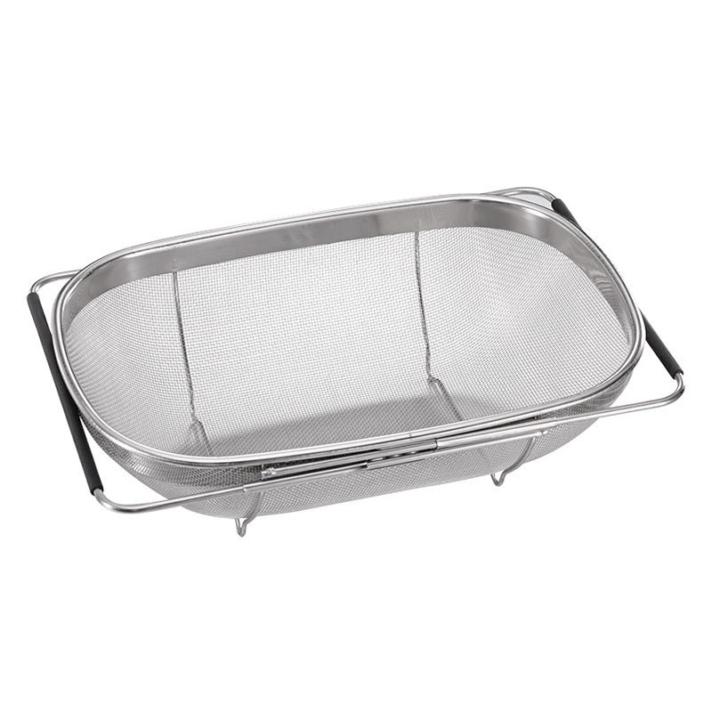 Wholesale gogosourcing Premium Quality Over The Sink Stainless Steel Oval Colander with Fine Mesh Strainer Basket & Expandable Rubber Grip Handles - Strain, Drain, Rinse Fruits, Vegetables with DDP shipping and customization