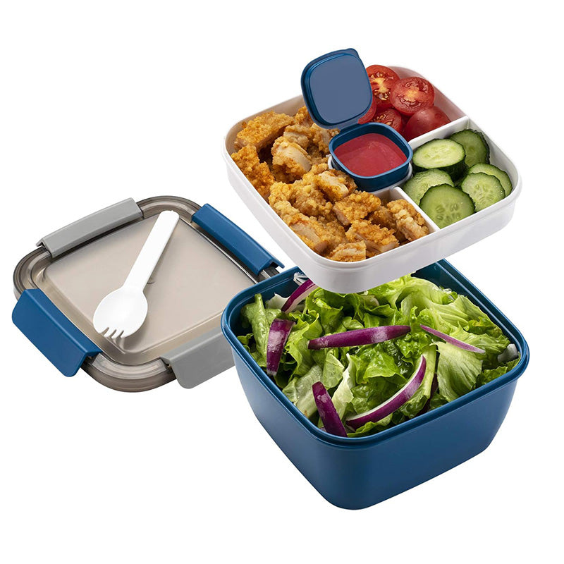 Wholesale gogosourcing Salad Lunch Container To Go 50oz Salad Bowls with 3 Compartments, Salad Dressings Container for Salad Toppings Snacks with DDP shipping and customization