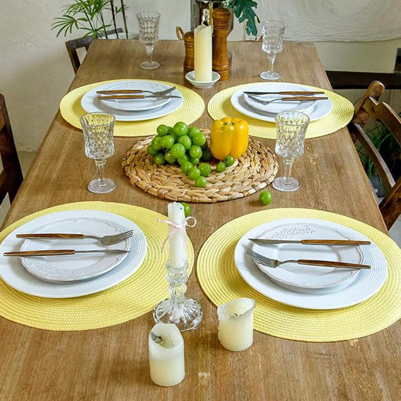 Wholesale gogosourcing 15‘’ Round Braided Placemats Table Mats for Dining Tables Woven Washable Non-Slip Place Mats with DDP shipping and customization