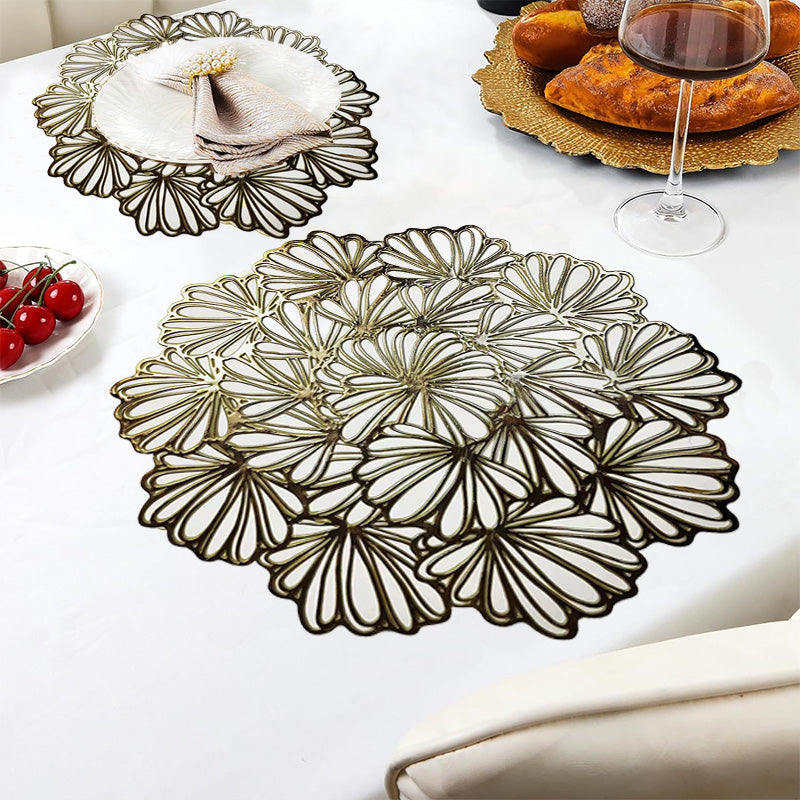 Wholesale gogosourcing Placemats 15 inch Pressed Vinyl Round Table Mates, Washable and Wipeable Kitchen Place Mat for Holiday Wedding Dinner Table Decoration Mat with DDP shipping and customization