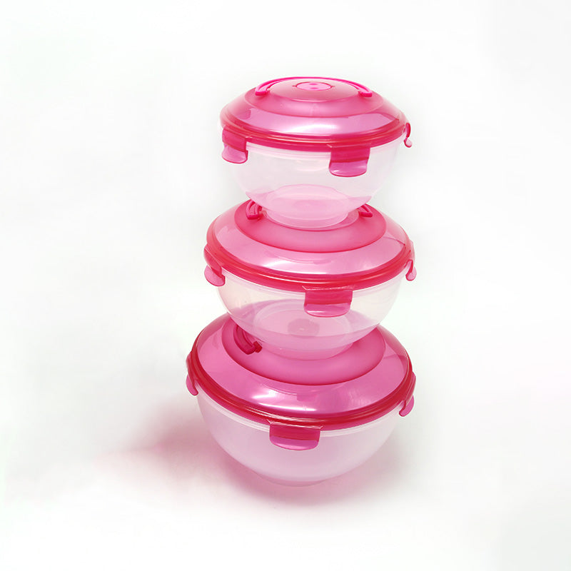 Wholesale gogosourcing Set of 3 Large Salad Bowls with Lids Airtight Plastic Food Storage Containers BPA-Free Salad Bowl with Lid that Locks – Microwave & Dishwasher Safe Salad Mixing Bowls with DDP shipping and customization