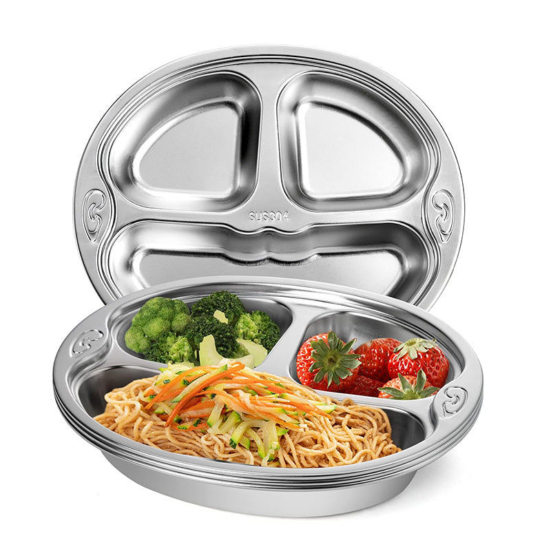 Wholesale gogosourcing Stainless Steel Divided Plate, 3 Sections Diet Control Dinner Plate, Unbreakable Monkey Shape Compact Food Serving Tray for Kids with DDP shipping and customization
